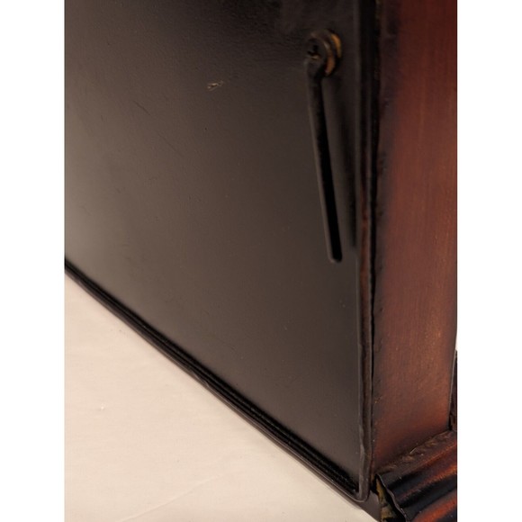 All Metal Handle Mantel Clock Safari  Wood design Back Secret Compartment Door - Picture 4 of 12